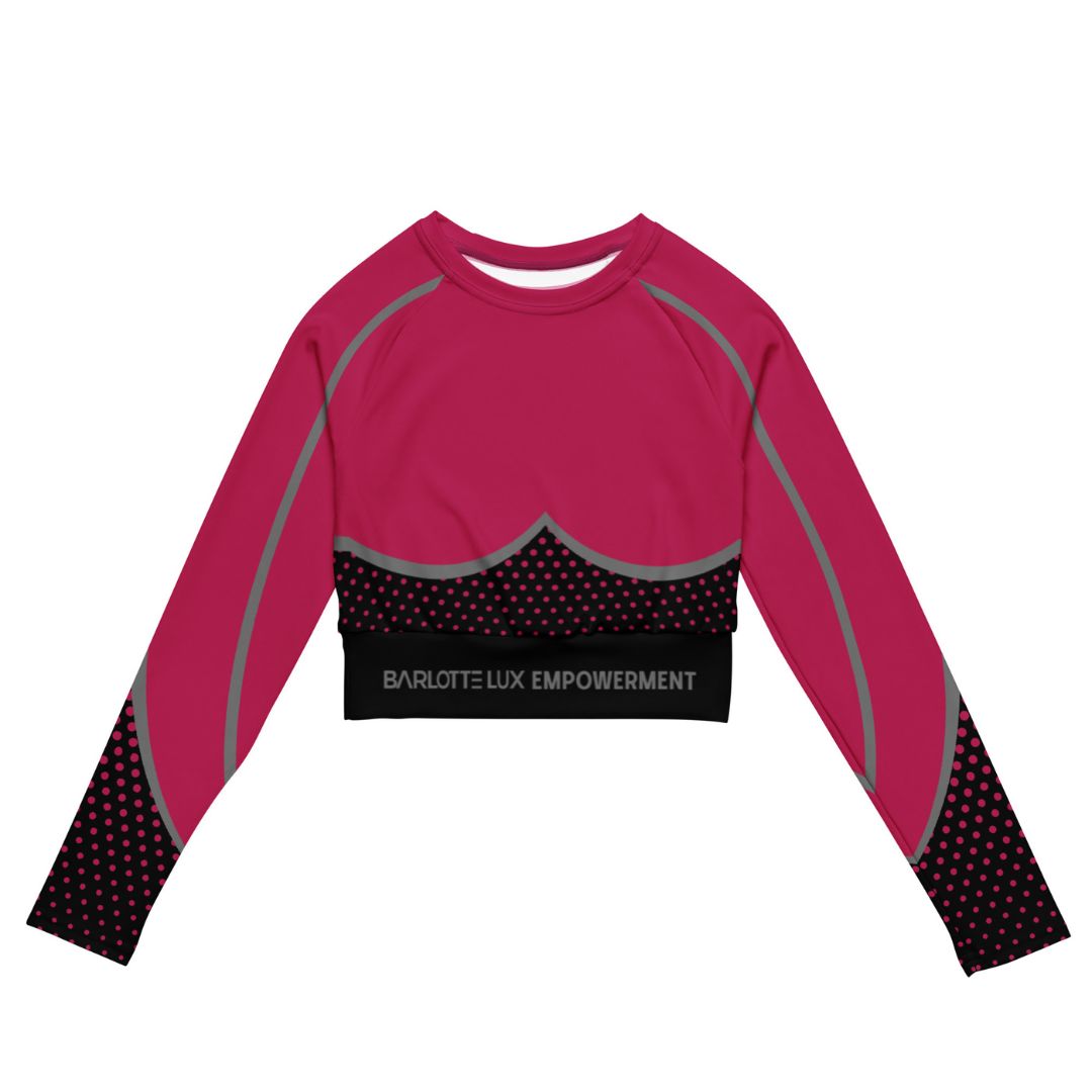 Hot Pink Empowerment Long-Sleeve Crop Top | Stylish Women's Activewear