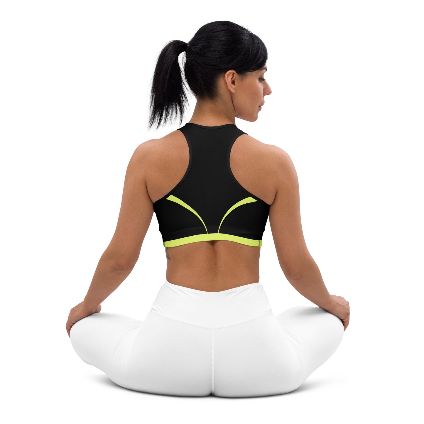 Black & Yellow Padded Sports Bra | Workout Fitness Bras