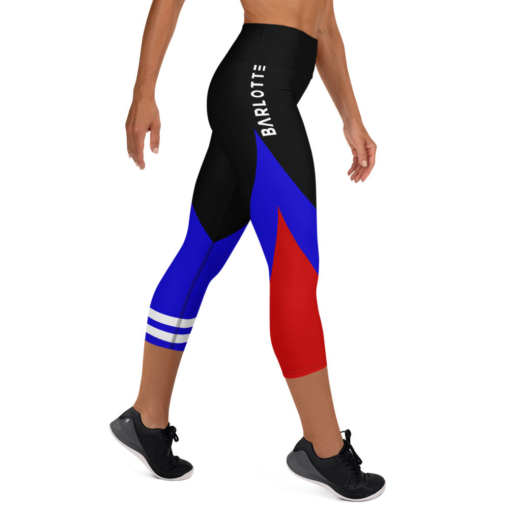 Red & Blue Yoga Capri Leggings | Comfortable Activewear