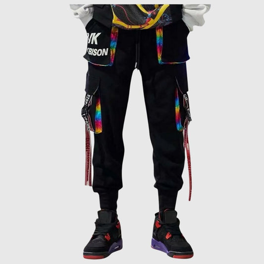 Cargo Pants with Rainbow Ribbon Accents and Multiple Pockets - [Barlotte Lux]