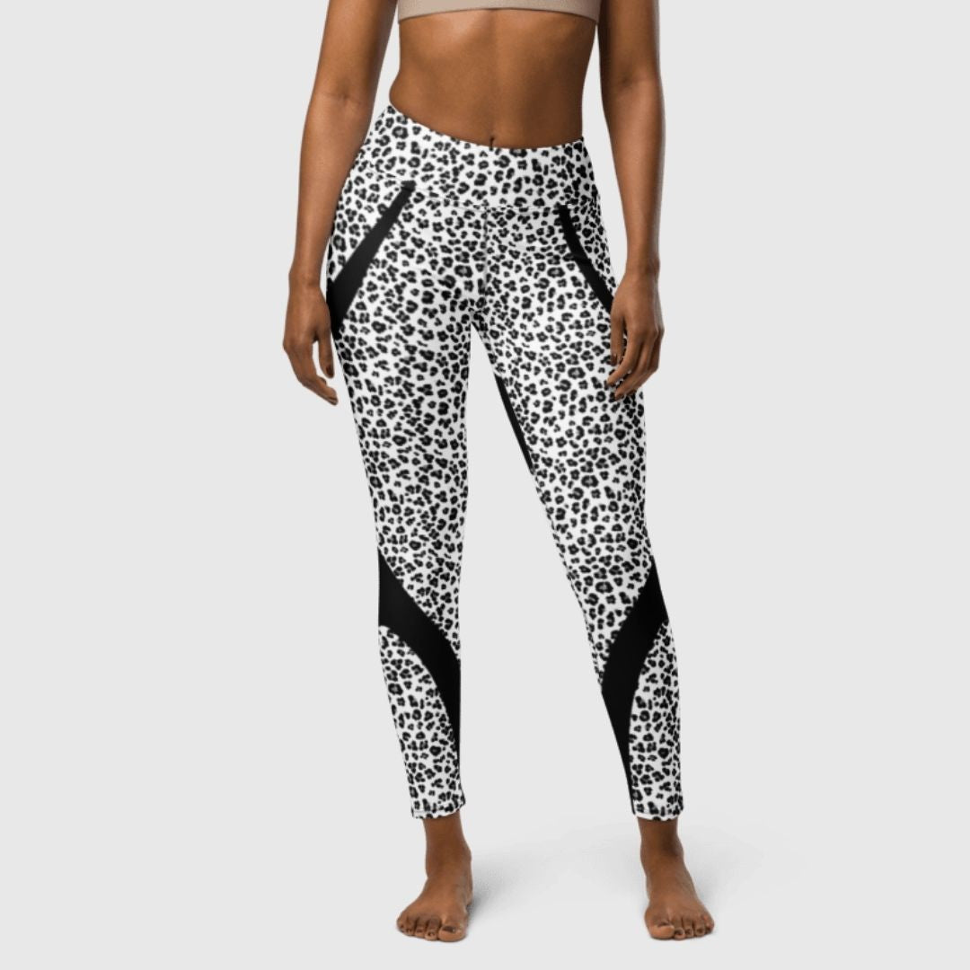 Black & White Leopard Lux Yoga Leggings | Stylish Activewear