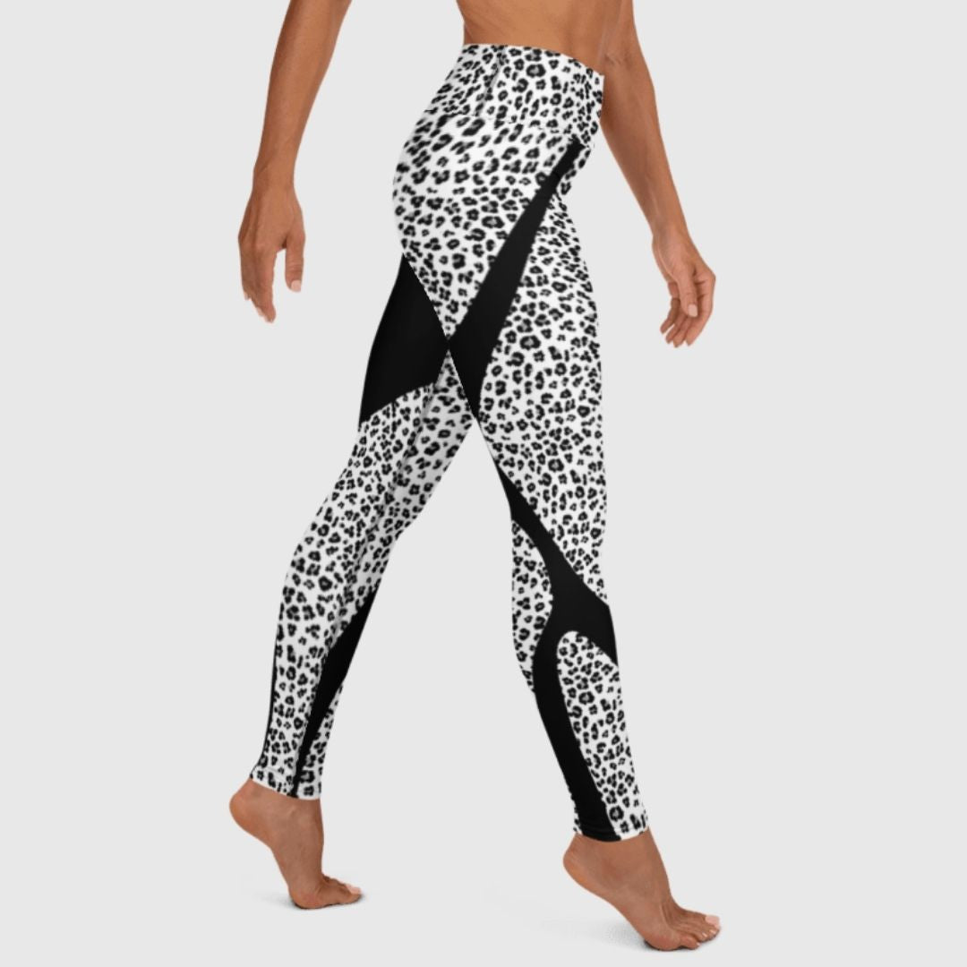 Black & White Leopard Lux Yoga Leggings | Stylish Activewear