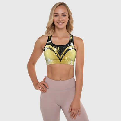 Golden Splash Padded Sports Bra | Maximum Support & Comfort