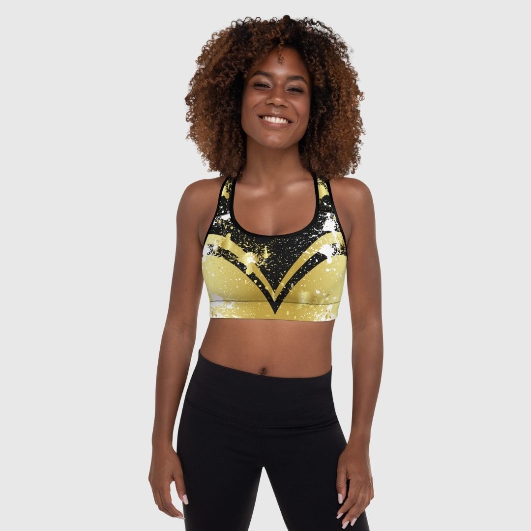 Golden Splash Padded Sports Bra | Maximum Support & Comfort