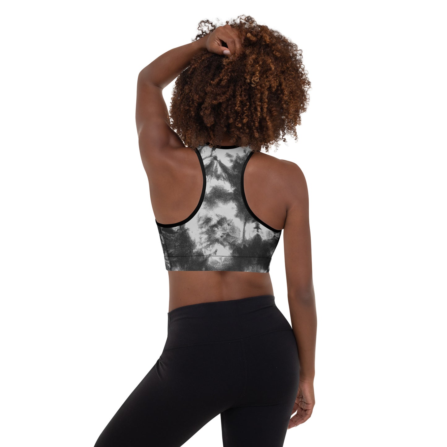 Black and White Camo Padded Sports Bra