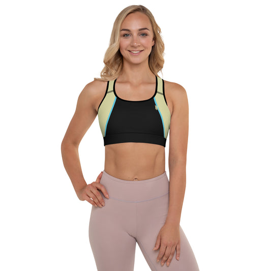 Black Linen Padded Sports Bra