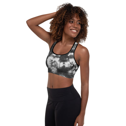 Black and White Camo Padded Sports Bra