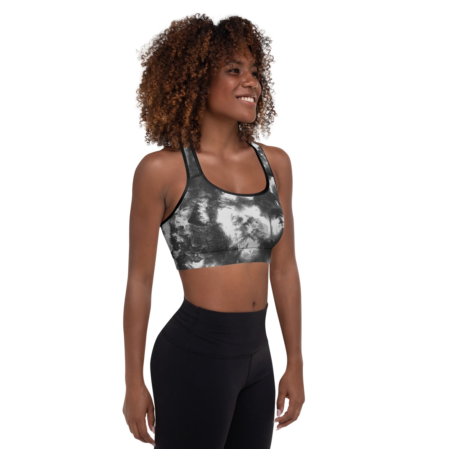 Black and White Camo Padded Sports Bra