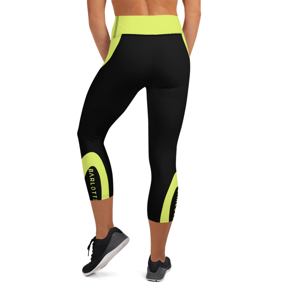 Black and Yellow Capri Leggings | Stylish Fitness Wear