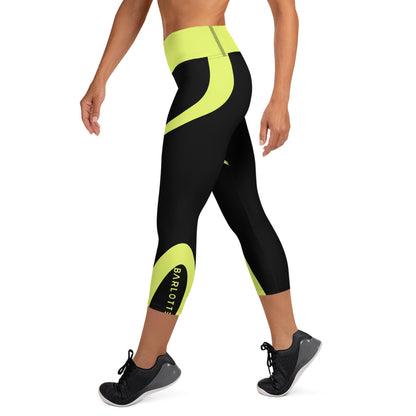 Black and Yellow Capri Leggings | Stylish Fitness Wear