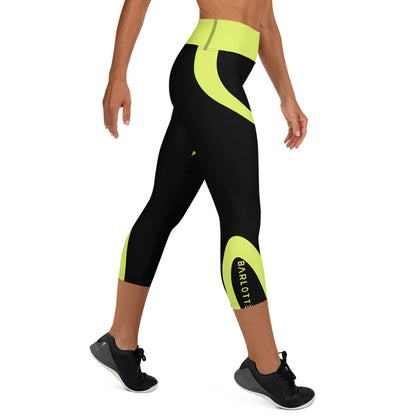 Black and Yellow Capri Leggings | Stylish Fitness Wear