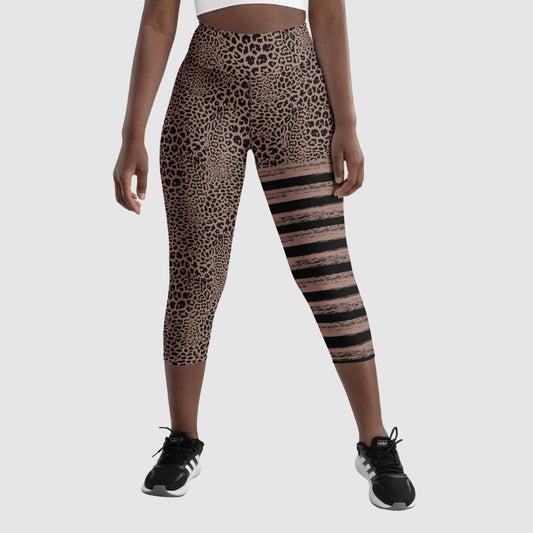 Brown Cheetah  Capri Leggings