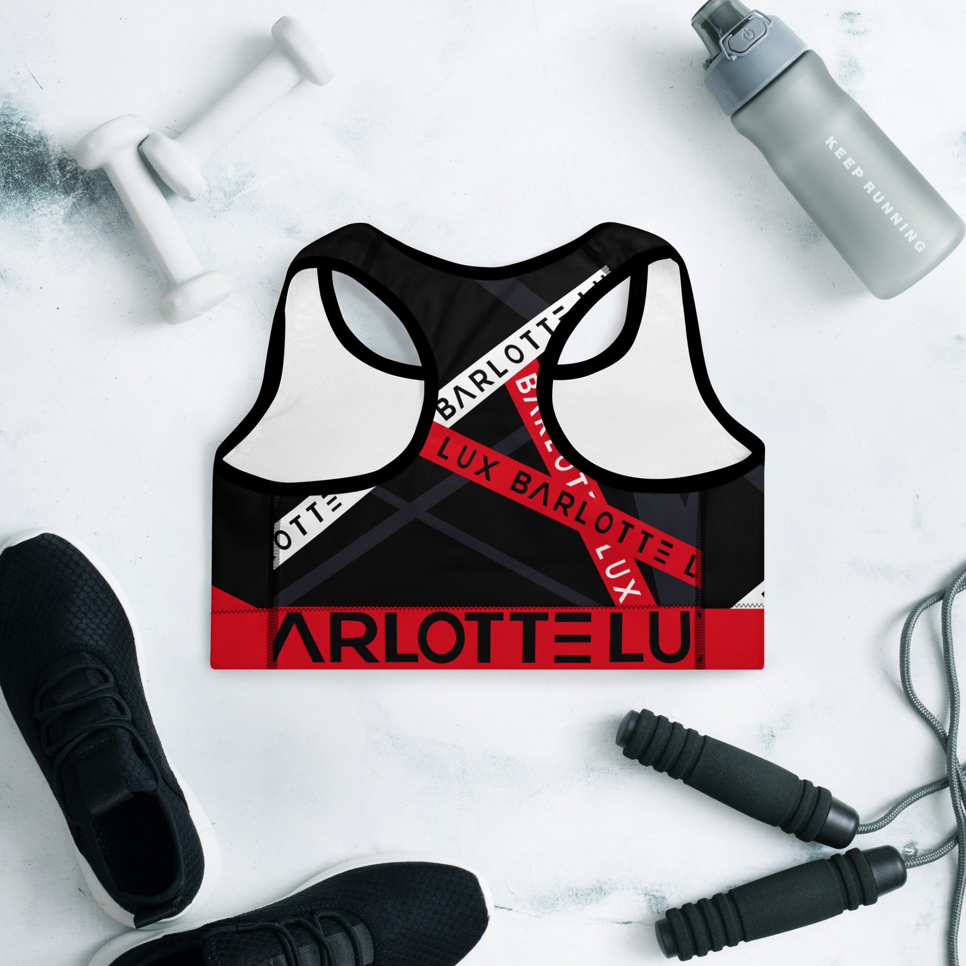 Red Caution Sports Bra | Comfortable Workout Gear