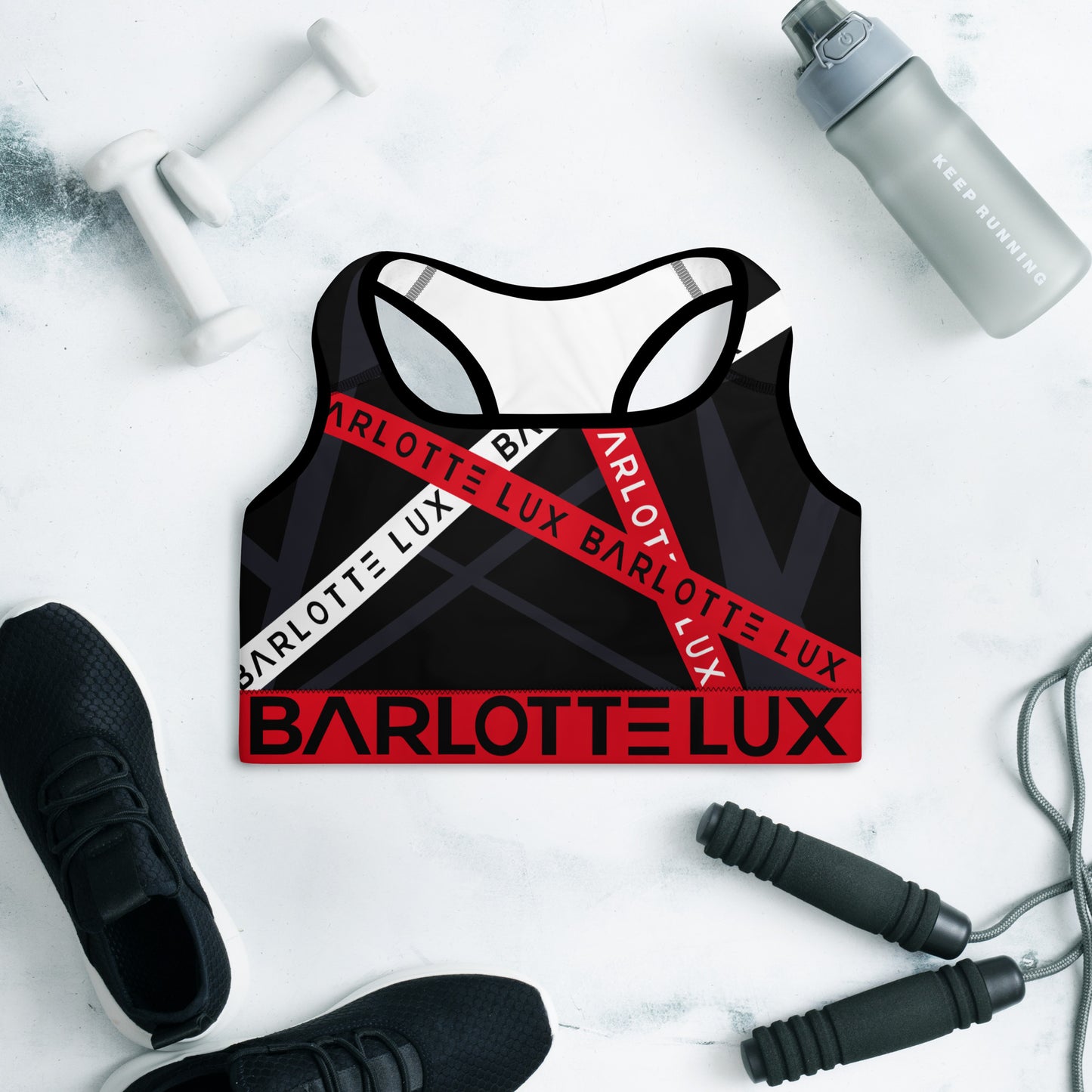 Red Caution Sports Bra | Comfortable Workout Gear